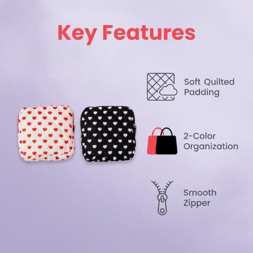 SINJAETRQ 2PC Portable Period Bag for Teen Girls and Women, Cute Polyester Sanitary Bags with Zipper, Reusable Menstrual Pad Storage Pouch for School Travel, First Kit Gift — view 2