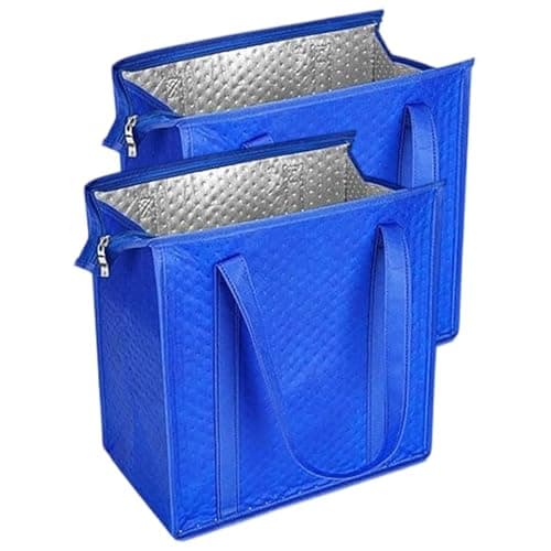 Reusable Insulated Food Tote Bags 2 Pieces 30x18x33cm - Zipped