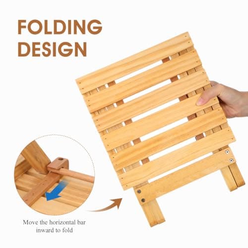 BCOATH Folding Side Table Small Folding Table Wooden Portable Outdoor for Garden Camping Beach Picnic Wine Serving Desk Plant Stand 28.00 X 26.00 X 26.00 cm — view 5
