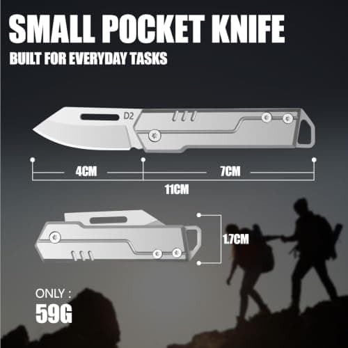 Folding Knife, Cool Dad Birthday Gifts for Men, Compact D2 Steel Edge Utility Tool, CNC Steel Handle, Lanyard Hole, Lightweight EDC Gadgets for Home, DIY, Camping, Hiking, Outdoor — view 4