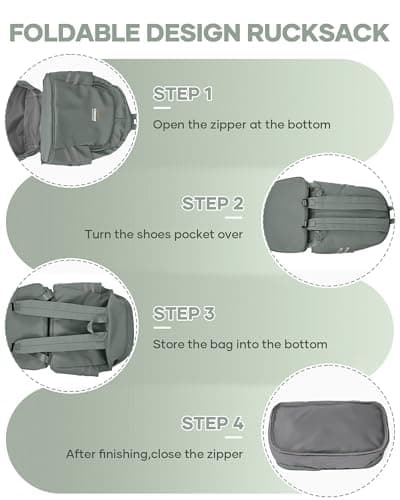 SZLX Gym Backpack for Women with Shoes Compartment & Wet Pocket Foldable Carry On Large Travel Laptop Backpack Waterproof Casual Daypack School Bag Sports Gym Bag for Swimming Yoga — view 5