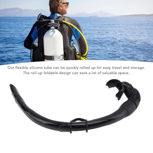 Omquot Silicone Foldable Snorkel Durable Wet Breathing Tube for Swimming and Diving Training (Black) — view 2
