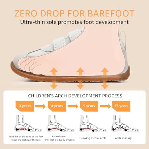 STQ KIDS Wide Fit Toddler Boys Girls Barefoot Shoes Beige White Size 7 UK — view 5