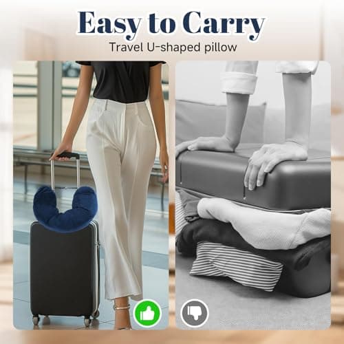 HAVIRI Fillable Travel Pillow, Portable Empty Neck Pillow Stuffable for Travel with Adjustable Straps, Soft Airplane Pillows Stuffable for Essentials Extra Luggage, Travel Essentials(Blue) — view 5