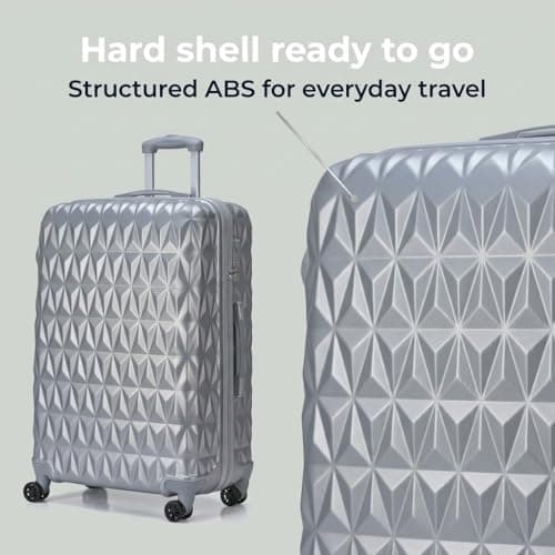 CMY Suitcase Medium Size Lightweight Hardshell Luggage 4 Dual Spinner Wheels Trolley Suitcase 24" Hold Check in Luggage 3 Digit Combination Lock Business Trip (Silver, 24 inches) — view 5