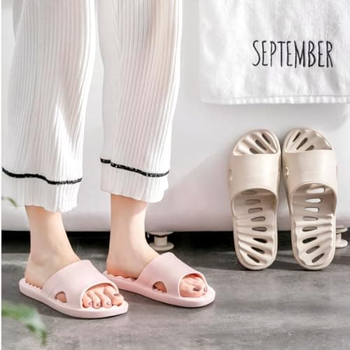 JoWebb Shower Slippers for Women Men, Quick-Drying Shower Shoes, Anti-Slip Slippers for Bath Swimming Pool Summer Beach Sandals Coal-Black 8.5/9 UK — view 2