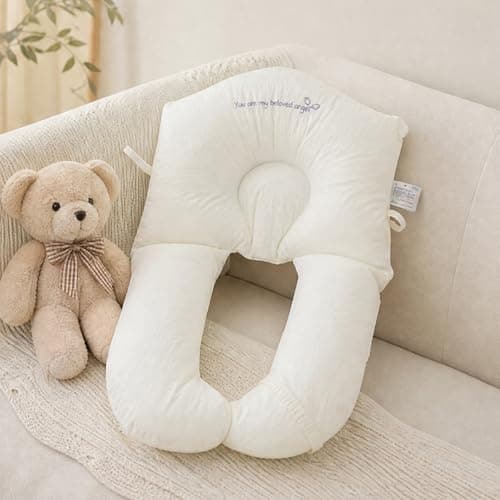 EcoGleam Soft and Cozy Pillow Breathable U-Shaped Head Support Pillow Removable and Washable Cover for Newborn Babies Sleeping Prevent Flat Head — view 3