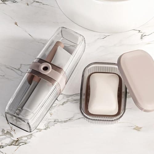 Pffiocix Leakproof Travel Kits Toothbrush Holder and Soap Container 2PCS Bathroom Hygienes Essential for Outdoor Activity Toiletry Set for Backpackers — view 4
