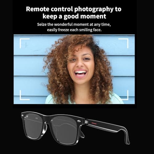 CatXQ AI Smart Glasses for Men & Women - Bluetooth Translation Glasses, Noise Cancelling Audio & Blue Light Filtering & Interchangeable Sunglass Lenses (Black/Blue/Pink) for Office & Outdoor - Black — view 6