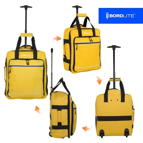 Bordlite EasyJet Underseat Cabin Bag 45x36x20cm – Wheeled Travel Holdall with Trolley Handle – Lightweight Tarp Soft Shell Carry On Luggage – Fits EasyJet Free Bag Allowance - Yellow — view 4