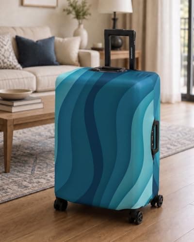 Youth Union Suitcase Cover 18-32 Inch Bamboo Charcoal Fiber Luggage Cover Polyester Clear Travel Luggage Trolley Case Cover Protector, Green Ripple, L, Travel — view 6