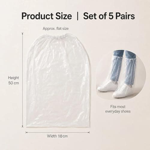 5 Pairs Disposable Shoe Covers, Thickened Waterproof Plastic Overshoes, Transparent Non-Slip Protective Covers for Outdoor Rain & Indoor Cleaning, Long Length for Boots — view 2