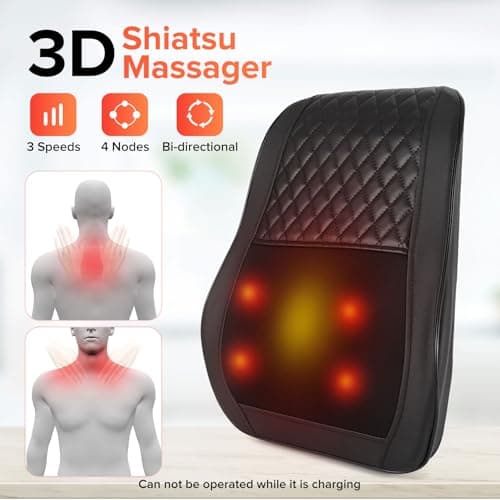 Cordless Shiatsu Back and Neck Massager with Heat,Rechargeable Electric Massage Pillow Back Massager for Women/Men/Mom/Dad - Deeper Tissue 4D Kneading Massage for Shoulder, Neck Use at Home, Office — view 3