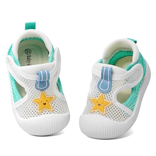 MASOCIO Baby Shoes Sandals Toddler Boys Girls First Walking Pre Walkers Summer Soft Sole Trainers 9 Infant 6-12 Months Size 2.5 UK Child White