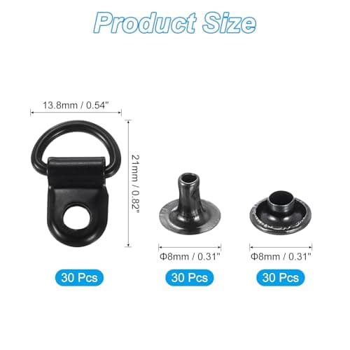 PATIKIL Shoe Boot Lace Hook, 30 Pack Stainless Steel Boot Buckle Fitting with Rivets for Climbing Hiking Camping Shoes, Black — view 2