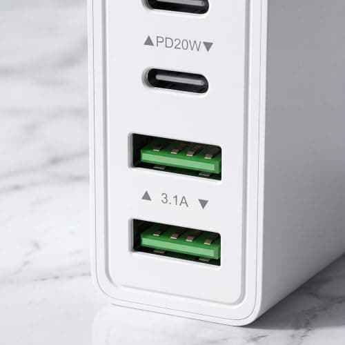 USB C Plug Fast Charge,40W 4-Port Multi USB Charger Plugs UK 2Pack — view 3