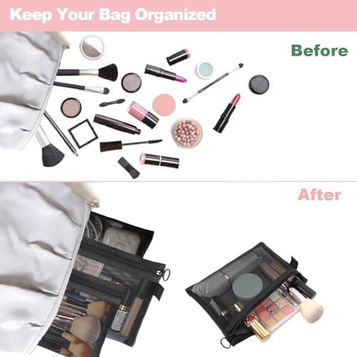 Vinuwu 4Pcs Small Make Up Bag for Handbag, Mesh Cosmetic Pouch with Zipper — view 4