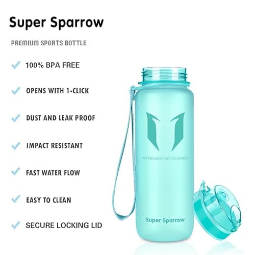 Super Sparrow Sports Water Bottle - 500ml - Non-Toxic BPA Free & Eco-Friendly Tritan Co-Polyester Plastic - For Running, Gym, Yoga, Outdoors and Camping — view 2