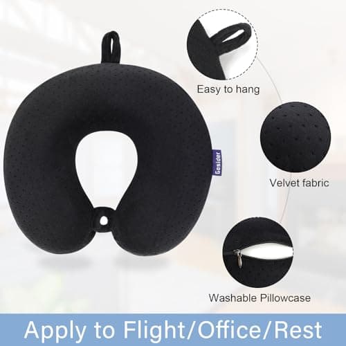 Gosider Travel Neck Pillow Memory Foam Airplane Pillows, Black — view 2