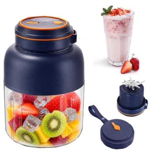 2026 New Portable Wireless Juicer Cup, 38 Blades Large Capacity Portable Blender, Freshly Juiced in 40s, USB Rechargeable with Dual Lid Multifunctional Bottle for Juices, Milkshake, Smoothie (Blue)