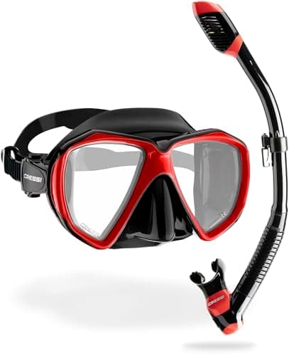 CRESSI Set Ranger & Dry - Snorkeling Combo Set for Adults, Mask and Snorkel in Practical Case, Black/Red, One Size — view 2