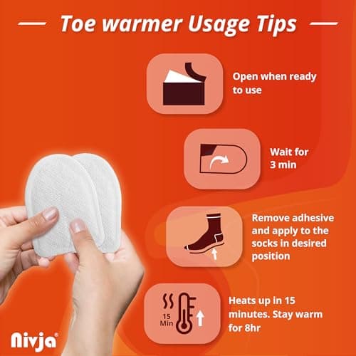 Top Heat Toe Foot Warmers – 10 Pairs - 8 Hours Warm Toes - Air Activated - Instant Heat - 100% Natural Heat - Feet Warmers for Women and Men — view 2