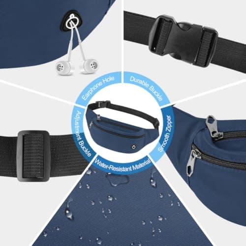 HOTUT Bum Bag for Ladies Women Men, with Headphone Jack & 3 Zipper Pockets — view 5