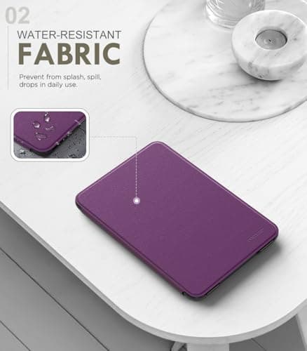 MoKo Case for 6" Amazon Kindle Basic 11th Gen 2024/2022,Lychee Deep Purple — view 3
