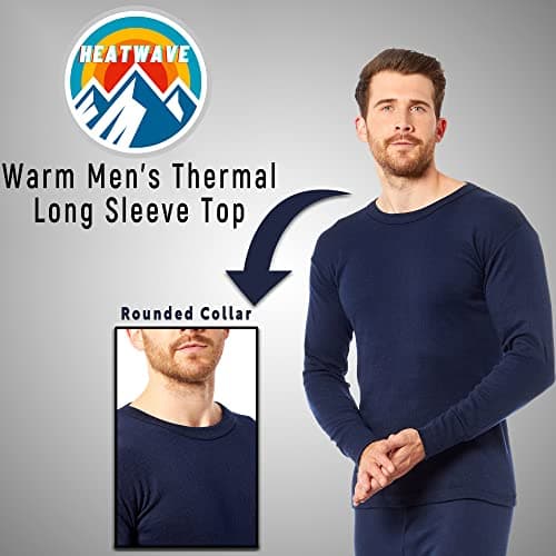 Heatwave® Pack of 2 Men's Thermal Long Sleeve Top, Warm Underwear Baselayer, S M L XL XXL Thermals, Small Navy — view 3