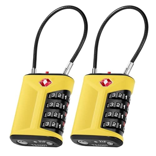 ZHEGE Luggage Locks TSA Approved, Lock with Warning Button (2P, Yellow)