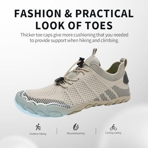 Barefoot Shoes Men Women Water Shoes Wide Lightweight Walking Shoes(3027Beige， 5UK) — view 5