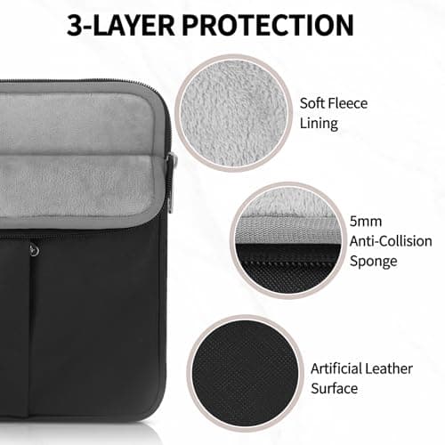 ARVOK Laptop Sleeve Case,Waterproof Notebook Cover for MacBook Air MacBook Pro inch, PVC Computer Carrying Bag with Pocket,Black — view 2