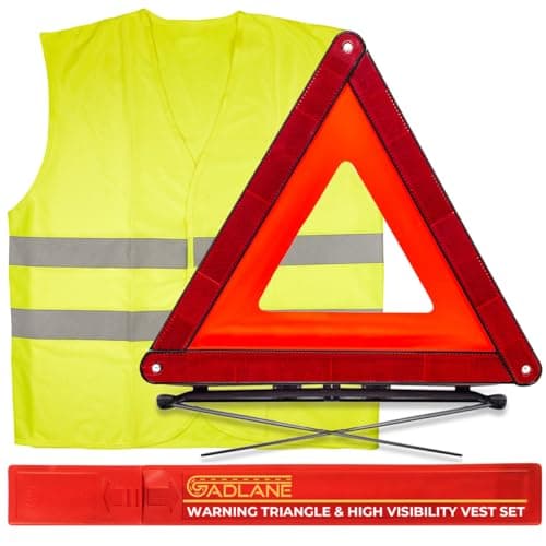 GADLANE 2 in 1 Emergency Warning Triangle & Hi Vis Vest Kit Car Road Safety
