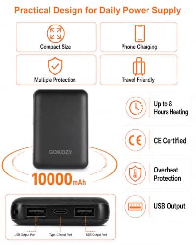 vapesoon Power Bank 10000mAh for Heated Vest Portable Charger with Indicator Light — view 3