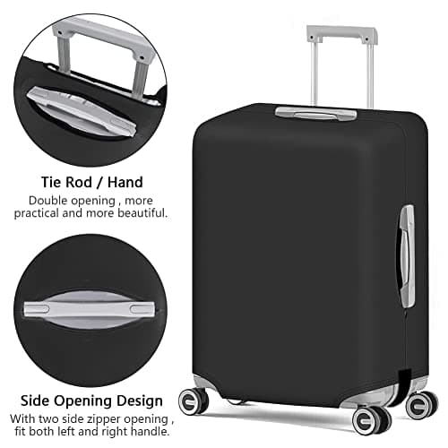 Flintronic Travel Luggage Protector - 26-28 Inch Suitcase Cover with Elastic, Luggage Tag & Strap (L, Black) — view 4
