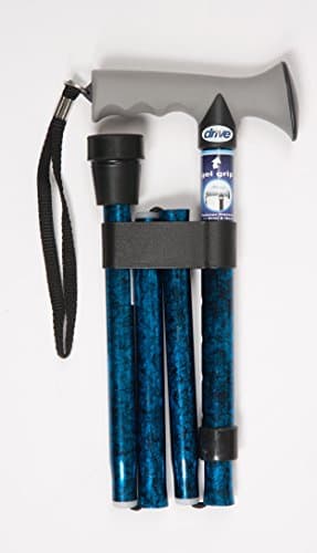 Drive Devilbiss Height Adjustable Folding Walking Stick with Gel Grip, Blue (Pack of 1) — view 2