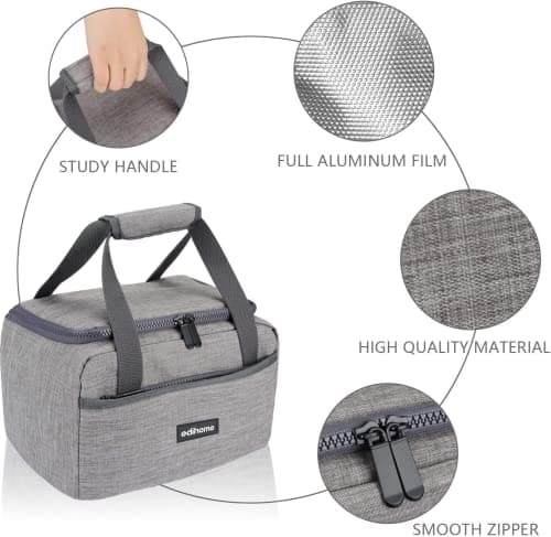 edihome, Insulated Lunch Bag, Cool Bag, 8l, for School, Travel, Picnic or Work, Kids and Adults, Portable, with Handles, Available in Black, Blue, Grey and Brown (Grey) — view 2