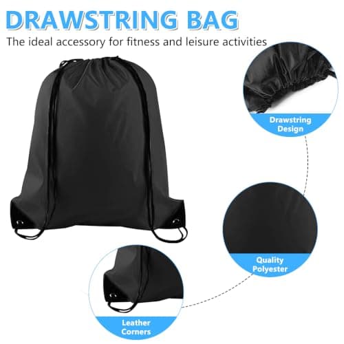 120 Pack Drawstring Bags Bulk, Black Polyester Gym Bag, Cinch Sack Backpack — view 3
