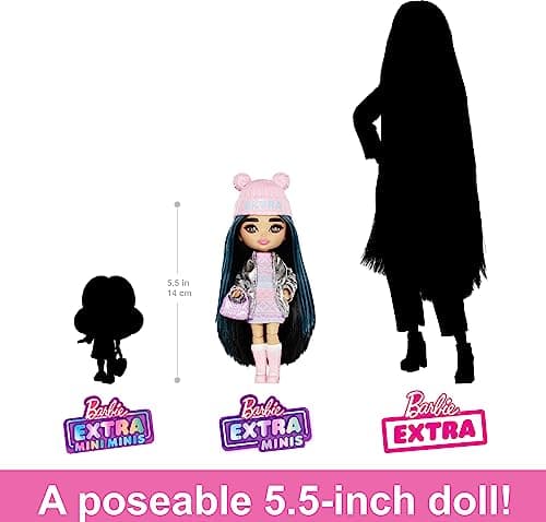 Barbie Extra Minis Travel Doll with Winter Fashion, Extra Fly Small Doll, Winter Clothes with Accessories, HPB20 (Pack of 2) — view 5