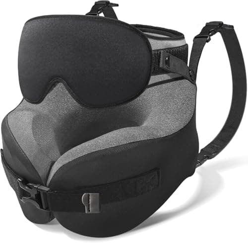 Umisleep Travel Pillow, Head Support & Sleep Mask for Long Flights, Black