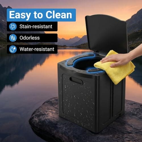 Sturdy Portable Camping Toilet Folding, with Lid and Paper Holder — view 6