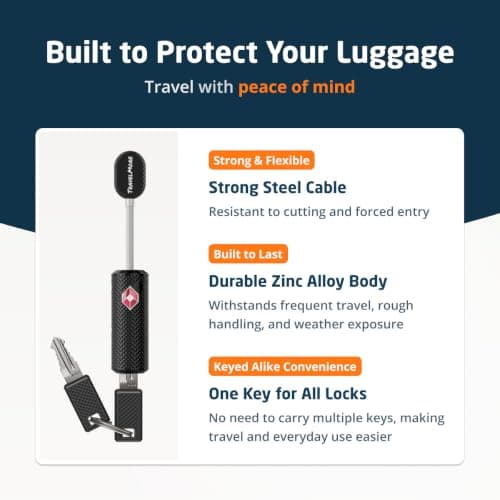 2-Pack TSA Approved Luggage Locks with Keys for Travel | Flexible, Ultra Secure Mini Key Padlocks Made from Zinc Alloy | Luggage Locks | TSA Locks | Black — view 6