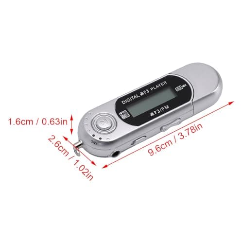 Vikye Portable USB MP3 Player, MP3 WMA Music Player with LCD Screen and 20 Hours Playback, Supports 32GB Memory Card, for Travel and Home Use (Silver) — view 6