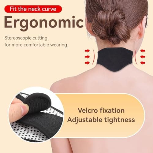 Heated Neck Support Brace, Tourmaline Self Heating Cervical Collar Brace Magnetic Therapy Healing Neck Wrap Neck Pain Relief Strap for Neck Arthritis Migraine Headaches Neck Pain Stiffness — view 3