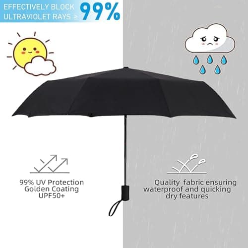 Windproof Mini Travel Umbrella with UPF50+ Protection, 6 Ribs, Compact Folding, Portable UV Protection, Includes Storage Box — view 4