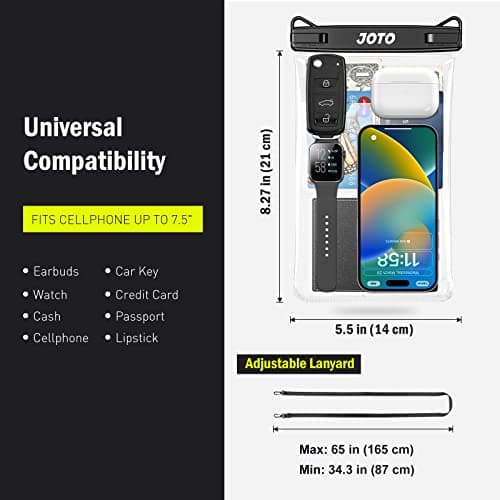 JOTO Large Waterproof Phone Pouch, IPX8 Big Dry Bag Underwater Phone with Lanyard for iPhone 17 Air 16 15 14 13 Pro Max, Galaxy S24 Ultra S23 S22, Waterproof Wallet for Beach- 2 Pack, Black — view 6