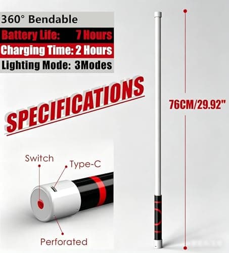 BRTNUP Flexible LED Flashlight Stick, 76CM Bendable LED Flashlight Stick — view 2