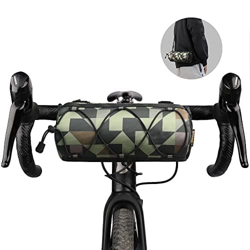 Rhinowalk Bike Handlebar Bag - Front Bag with Shoulder Strap for Road Mountain Bike Cycling Travel (Camouflage Green)