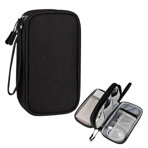 Solvio Travel Cable Organiser Bag, Double Layer Tech Pouch for Gadgets, Waterproof Electronics Accessories Storage Case, Holiday Essentials for Men Women, Portable Charger Bag for Trip, Black — view 2