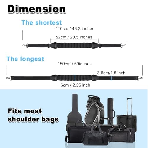 Vigorport Shoulder Strap, 59” Fixed Cushion Pad Luggage Shoulder Strap, Universal Bag Strap Replacement for Briefcase, Laptop, Duffel with Swivel Hooks (Black, 59 Inch) — view 4